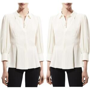 NWT Theory Flared Puff Sleeve Silk Blouse